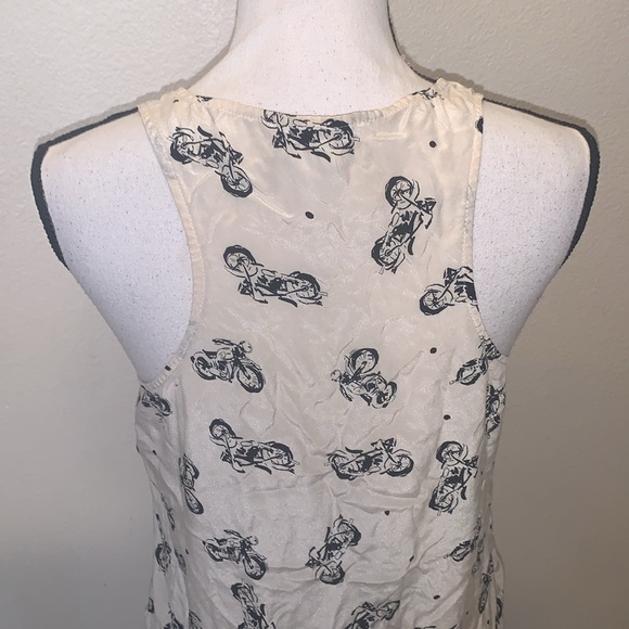 Lucky Brand Motorcycle Print Silk Tank Top Blouse - Picture 7 of 8